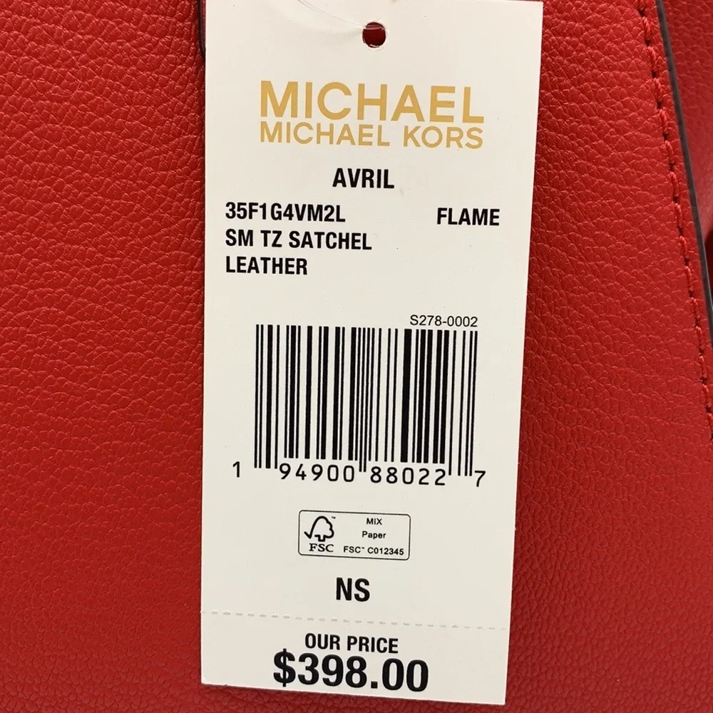 Michael Kors Avril Small Leather Top-Zip Satchel Flame color - Picture 16 of 16
